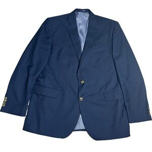 Stafford Wool Blazer Mens 48L Navy Blue 2 Gold Button Classic Executive Coat